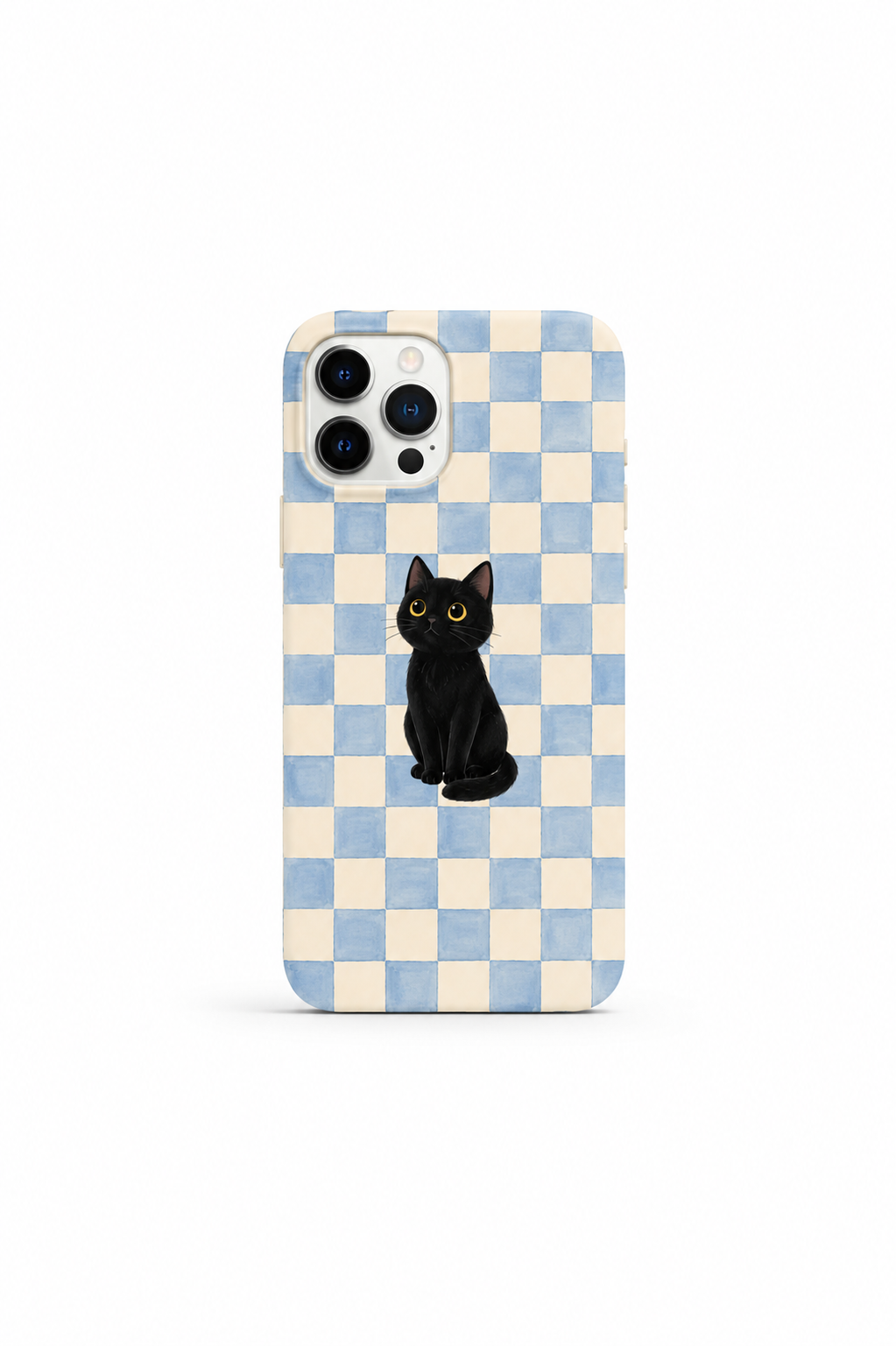 MOOD | BLUE CHECKERED BLACK CAT CASE 55